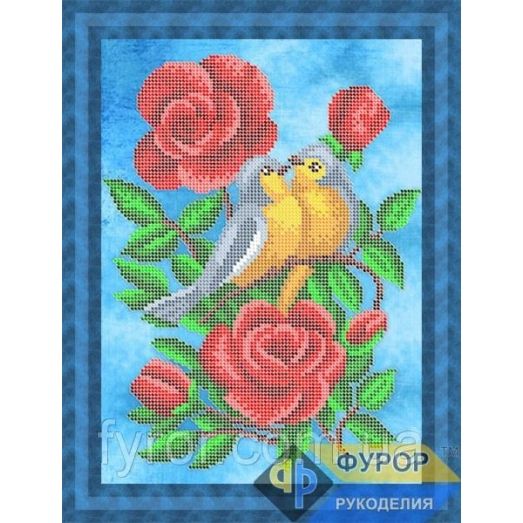 ФР-ЖБч4-057 Птицы в розах. Схема для вышивки бисером ТМ Фурор Рукоделия