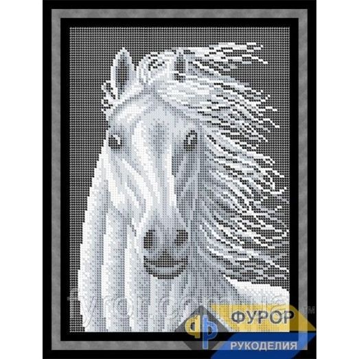 ФР-ЖБп4-062 Белогривая лошадь. Схема для вышивки бисером ТМ Фурор Рукоделия