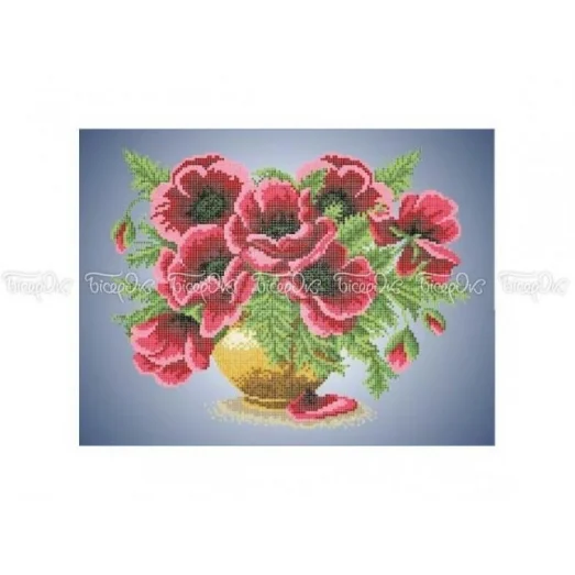 ЧВ-5100 Маки в вазе. Схема для вышивки бисером. Бисерок