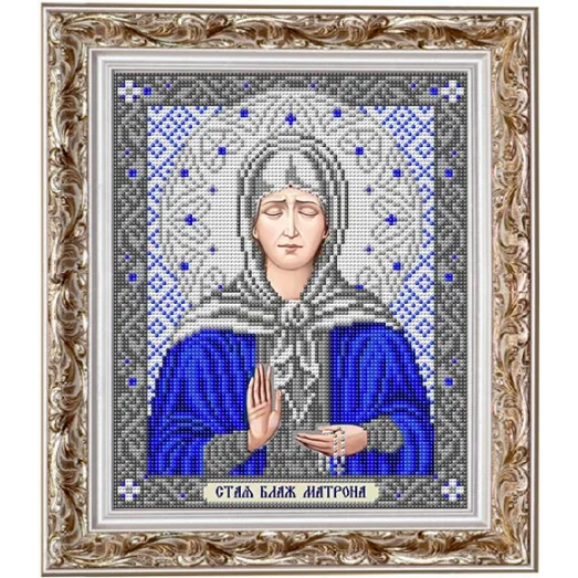 ИС-4055 Святая Блаженная Матрона (серебро). Схема для вышивки бисером ТМ Славяночка