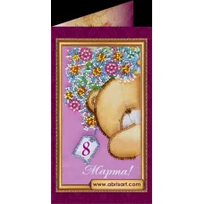 АО-043 “8 Марта-2″. Набор-открытка для вышивки бисером Абрис Арт