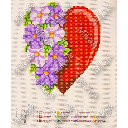 МИКА-К-048 Цветы моего сердца. Канва для вышивки нитками