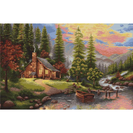 G451 Горный пейзаж. Набор для вышивки нитками Luca-s