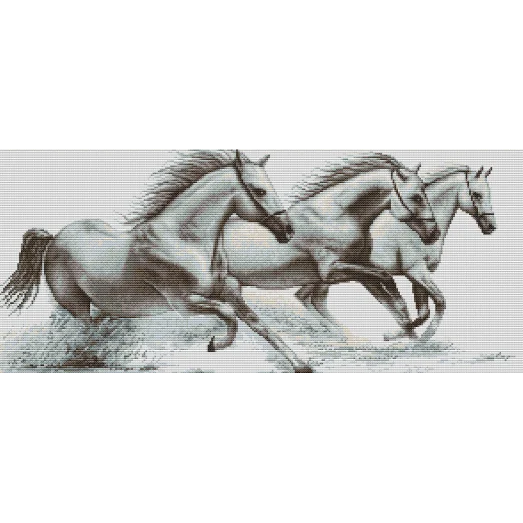 G495 Белые лошади. Набор для вышивки нитками Luca-s 