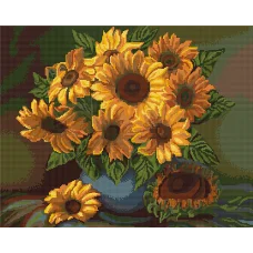 G440 Ваза с подсолнухами. Набор для вышивки нитками Luca-s 