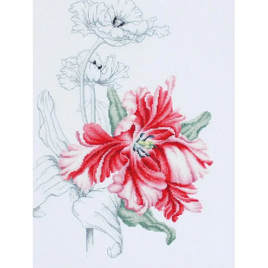 B2241 Красные тюльпаны. Набор для вышивки нитками. Luca-s