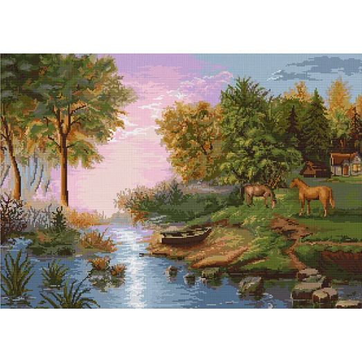 G431 Летний пейзаж. Набор для вышивки нитками Luca-s