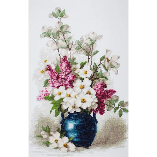 B514 Сирень с жасмином. Набор для вышивки нитками. Luca-s