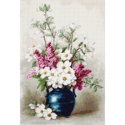 G514 Сирень с жасмином. Набор для вышивки нитками Luca-s