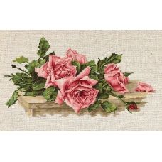 BL22400 Розовые розы. Набор для вышивки нитками. Luca-s