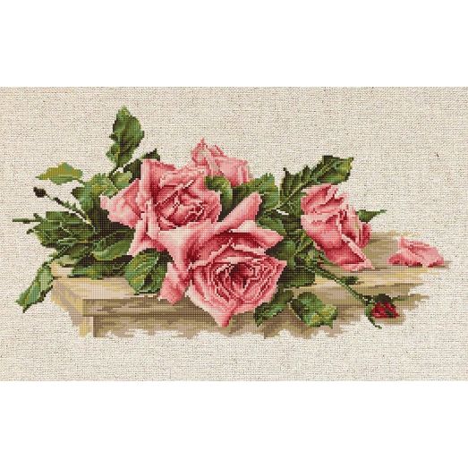 BL22400 Розовые розы. Набор для вышивки нитками. Luca-s