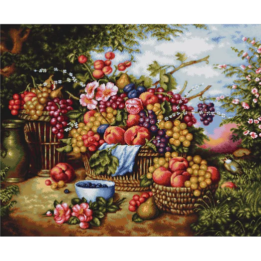 G475 Натюрморт на фоне природы. Набор для вышивки нитками Luca-s