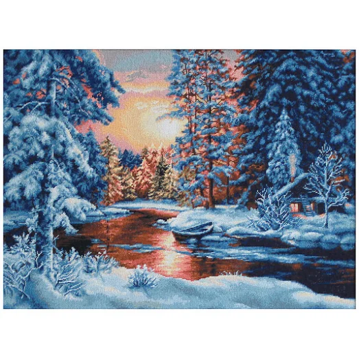 G477 Зимний пейзаж. Набор для вышивки нитками Luca-s