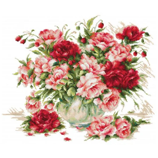 BL22888 Пионы. Набор для вышивки нитками. Luca-s 