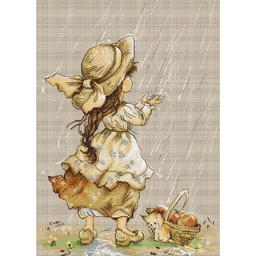 B1077 Летний дождь. Набор для вышивки нитками. Luca-s