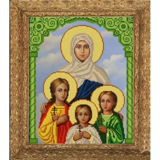 НИК-9224 Св. Вера, Надежда, Любовь и их мать София. Схема для вышивки бисером ТМ Конек