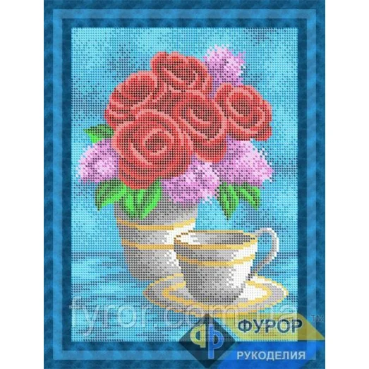 ФР-НБп4-114-1 Букет из роз и сирени. Схема для вышивки бисером ТМ Фурор рукоделия