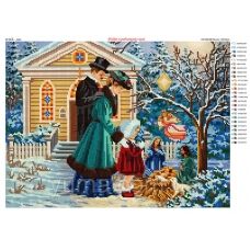 ЮМА-3325 Схема для вышивки бисером Рождество в семейном кругу