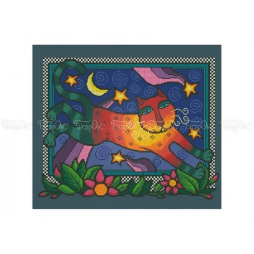 ЧВ-7044 Радужный кот. Схема для вышивки бисером. Бисерок