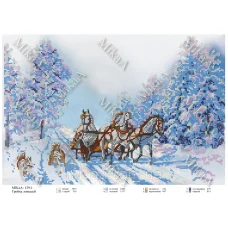 МИКА-0129б (А3) Тройка лошадей. Схема для вышивки бисером