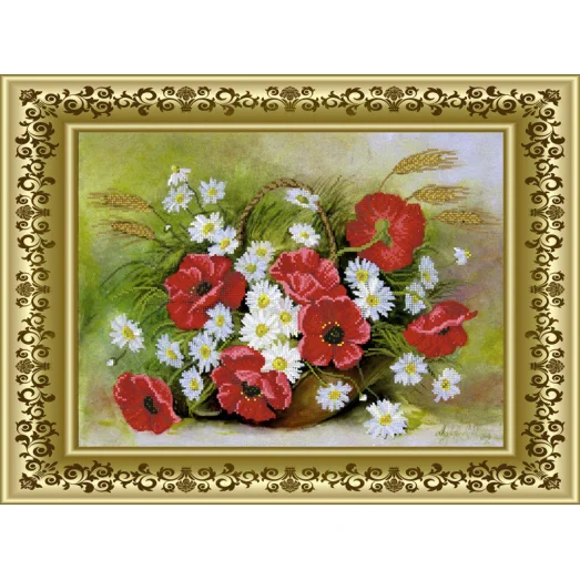 СКВ-161 Маково-ромашковое настроение. Схема для вышивки бисером. Княгиня Ольга