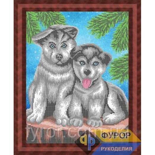 ФР-ЖБч3-104 Собачки в елках. Схема для вышивки бисером ТМ Фурор Рукоделия