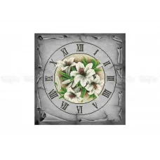 ЧВ-6050-С Часы с лилиями (Серый фон). Схема для вышивки бисером. Бисерок