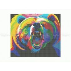 50-348 (30*40) Радужный медведь. Схема для вышивки бисером Бисерок