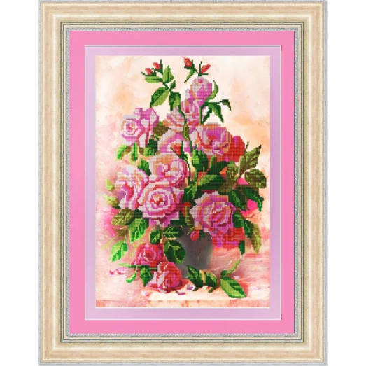 НИК-9694 Розы в вазе. Схема для вышивки бисером ТМ Конек