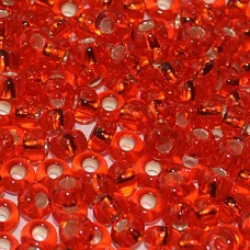 97050 / №495 Алый прозрачный с серебряной серединкой