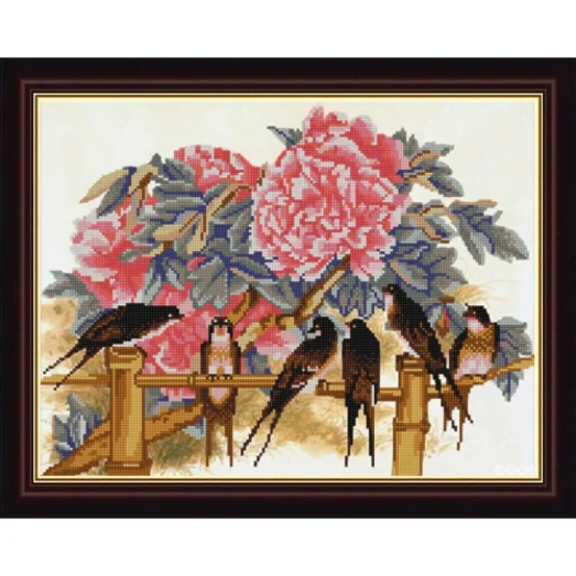 НИК-9736 Ласточки. Схема для вышивки бисером ТМ Конек