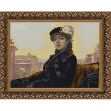 НИК-9766 Незнакомка. И.Крамской. Схема для вышивки бисером  ТМ Конек