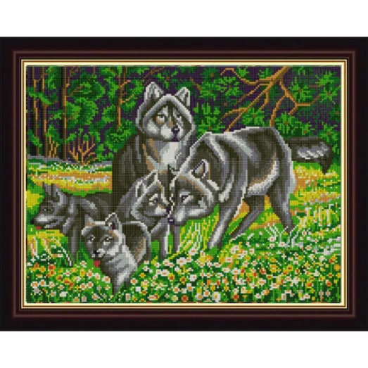 НИК-9838 Волчья семья. Схема для вышивки бисером ТМ Конек