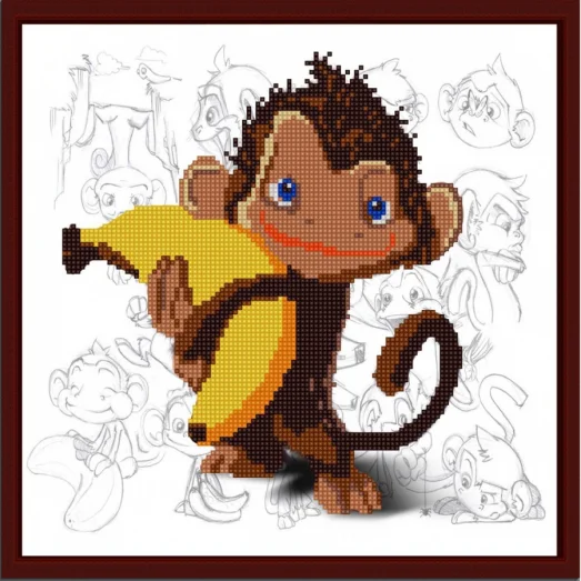 НИК-9842 Обезьянка. Схема для вышивки бисером ТМ Конек