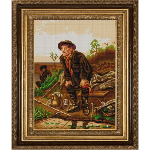 НИК-9866 В. Петров Рыболов . Схема для вышивки бисером ТМ Конек