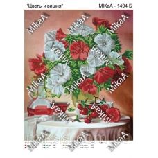 МИКА-1494б (А3) Цветы и вишня. Схема для вышивки бисером