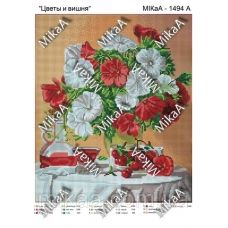 МИКА-1494а (А3) Цветы и вишня. Схема для вышивки бисером