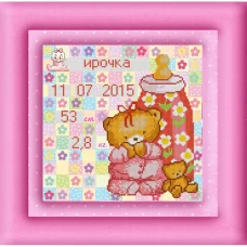 НИК-9892 Метрика для девочки. Схема для вышивки бисером  ТМ Конек
