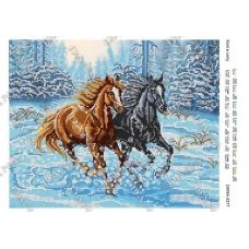 ДАНА-3377 Лошади в снегу. Схема для вышивки бисером