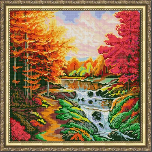 НИК-9975 Осенний каскад. Схема для вышивки бисером ТМ Конек