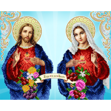 АС3-034 Непорочное сердце Марии и св. сердце Иисуса. Схема для вышивки бисером А-Строчка