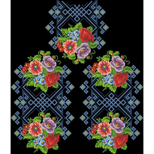 БЖд-014 (черная). Заготовка женской сорочки. Барвиста Вишиванка