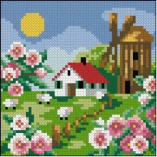 ФПК-5087 Модульная картина Мельница ч.1 Весна. Схема для вышивки бисером Феникс