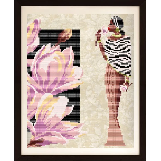 VКA-4031_В Девушка с магнолией. Схема для вышивки бисером. АртСоло