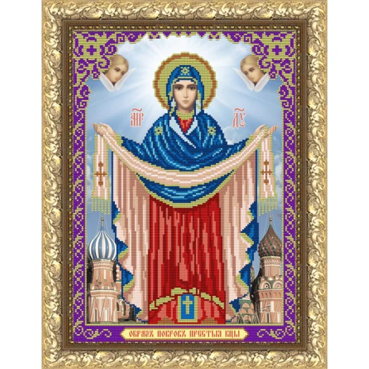 VIA-3004 Образ Пресвятой Богородицы Покрова. Схема для вышивки бисером. АртСоло