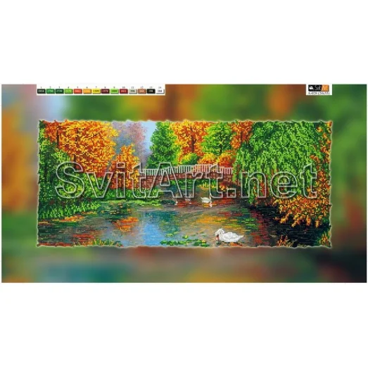 А-028 (29*60) ХОЛСТ. Осенний пруд. Схема для вышивки бисером СвитАрт