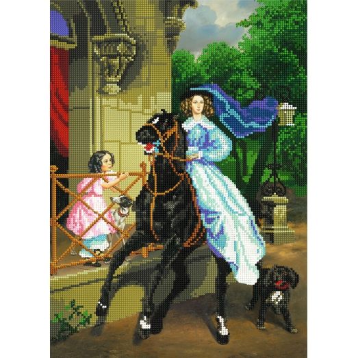 A-074 (А3) Девушка на лошади. Схема для вышивки бисером СвитАрт