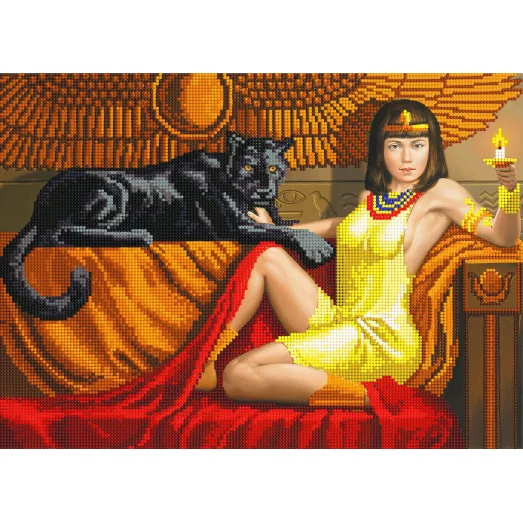 А-084(А3) Схема для вышивки Девушка и пантера. Схема для вышивки бисером СвитАрт