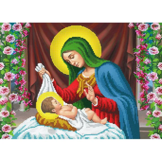 A-152 (А3) Мадонна и дитя. Схема для вышивки бисером СвитАрт