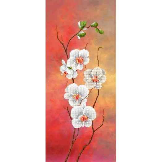 А-201 (24*55) Белые цветы. Схема для вышивки бисером СвитАрт 